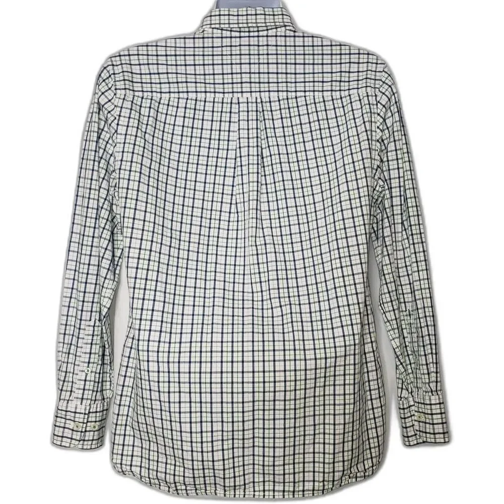 TOMMY HILFIGER Blue Green and White Button Down Dress Shirt Mens Size Medium